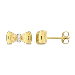Eternally Bonded 1/20 CT. T.W. Diamond Collar Bow Tie Stud Earrings in 14K Gold