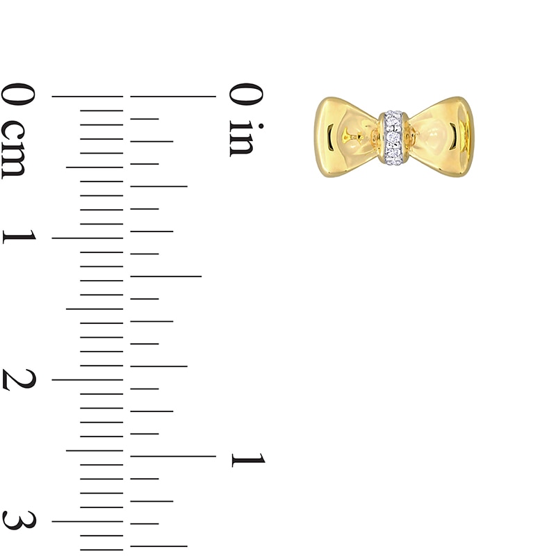 Main Image 2 of Eternally Bonded 1/20 CT. T.W. Diamond Collar Bow Tie Stud Earrings in 14K Gold