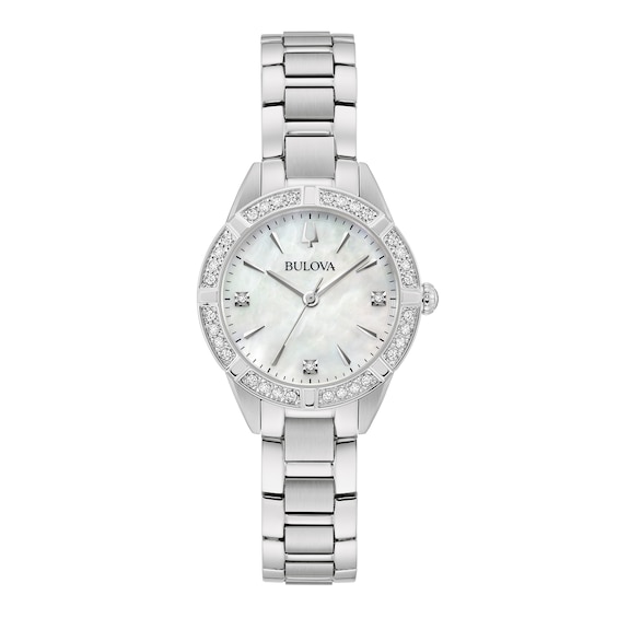 Ladies' Bulova Sutton 1/20 CT. T.w. Diamond Watch with Mother-of-Pearl Dial (Model: 96R253)