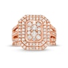 Thumbnail Image 4 of 1-1/4 CT. T.W. Emerald Multi-Diamond Elongated Octagon Frame Split Shank Bridal Set in 10K Rose Gold