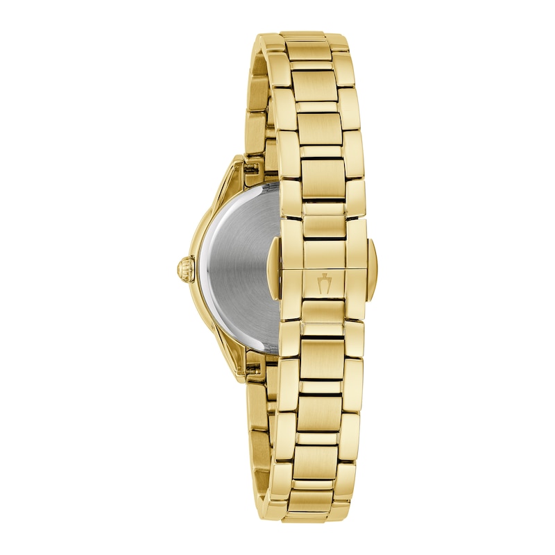 Ladies' Bulova Sutton 1/20 CT. T.W. Diamond Gold-Tone Watch with Mother-of-Pearl Dial (Model: 98R297)