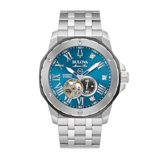 Men's Bulova Marc Anthony Series A Diamond Accent Watch with Blue Skeleton Dial (Model: 98D184)