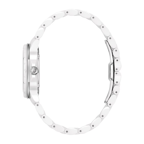 Ladies' Bulova Marc Anthony Diamond Accent White Ceramic Watch with White Dial (Model: 98P222)