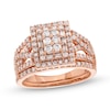 Thumbnail Image 1 of 1 CT. T.W. Rectangle Multi-Diamond Twist Split Shank Bridal Set in 10K Rose Gold