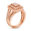 Thumbnail Image 3 of 1-1/2 CT. T.W. Diamond Cushion Triple Row Octagon Frame Bridal Set in 10K Rose Gold