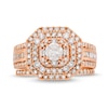 Thumbnail Image 4 of 1-1/2 CT. T.W. Diamond Cushion Triple Row Octagon Frame Bridal Set in 10K Rose Gold