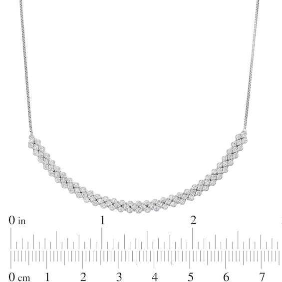 1 CT. T.w. Diamond Scallop Edge Curved Bar Necklace in 10K White Gold - 15.5"
