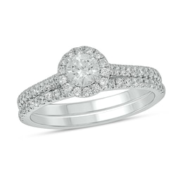 3/4 CT. T.W. Diamond Frame Hidden Infinity Bridal Set in 10K White Gold