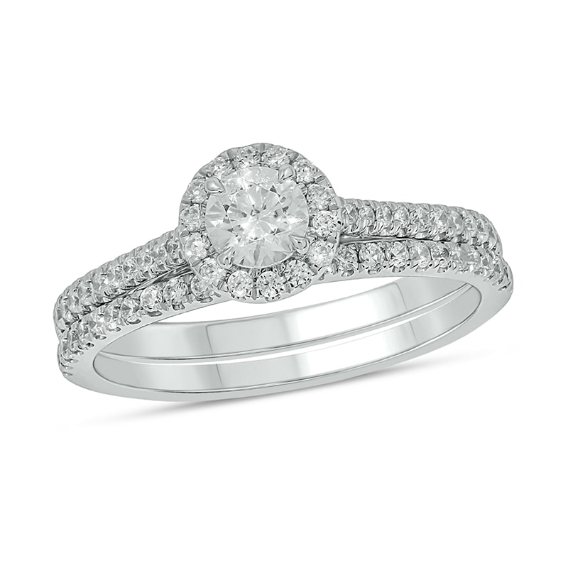 Main Image 1 of 3/4 CT. T.W. Diamond Frame Hidden Infinity Bridal Set in 10K White Gold