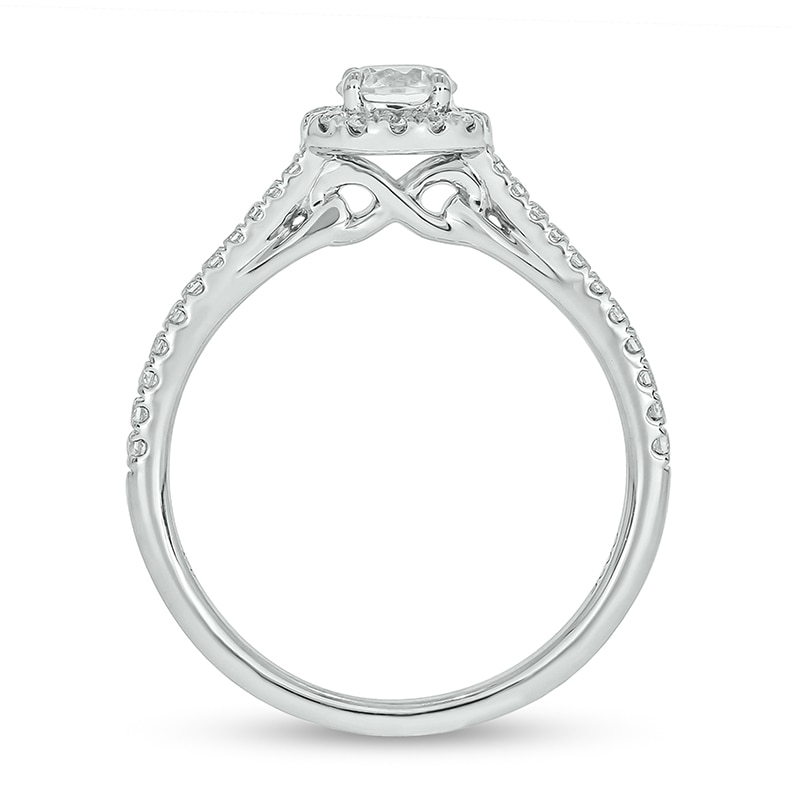 Main Image 4 of 3/4 CT. T.W. Diamond Frame Hidden Infinity Bridal Set in 10K White Gold