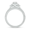 Thumbnail Image 3 of 3/4 CT. T.W. Diamond Cushion Frame Chevron Collar Hidden Infinity Bridal Set in 10K White Gold