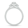 Thumbnail Image 4 of 3/4 CT. T.W. Diamond Cushion Frame Chevron Collar Hidden Infinity Bridal Set in 10K White Gold