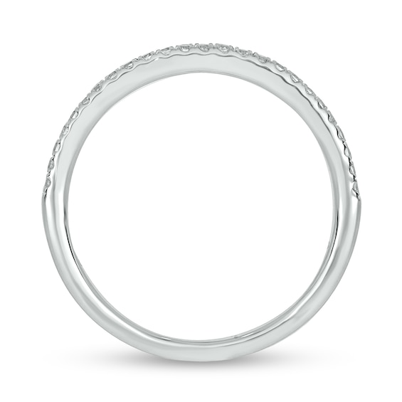 3/4 CT. T.w. Diamond Cushion Frame Chevron Collar Hidden Infinity Bridal Set in 10K White Gold