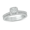 Thumbnail Image 1 of 3/4 CT. T.W. Diamond Cushion Frame Hidden Infinity Bridal Set in 10K White Gold