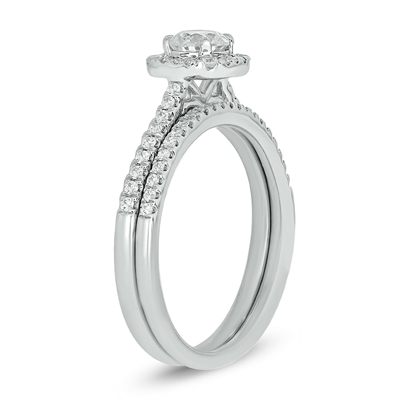 Main Image 2 of 3/4 CT. T.W. Diamond Cushion Frame Hidden Infinity Bridal Set in 10K White Gold