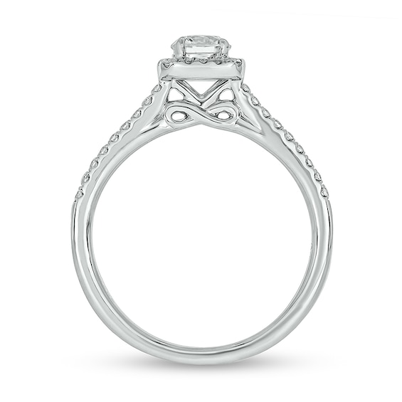 3/4 CT. T.w. Diamond Cushion Frame Hidden Infinity Bridal Set in 10K White Gold