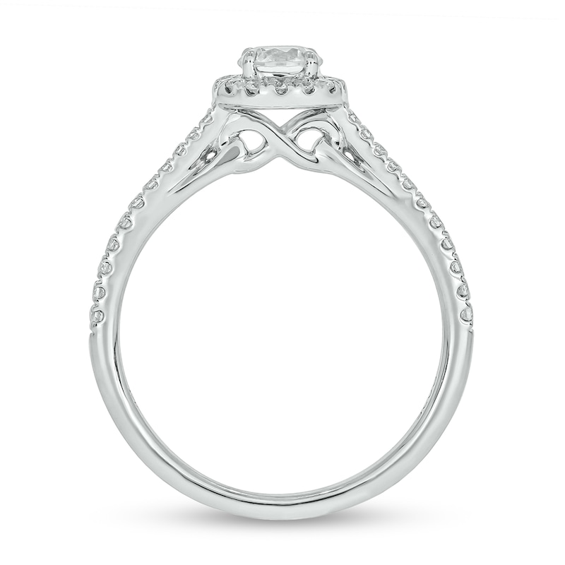 Main Image 4 of 3/4 CT. T.W. Diamond Frame Hidden Infinity Bridal Set in 10K White Gold