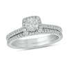 Thumbnail Image 1 of 3/4 CT. T.W. Diamond Cushion Frame Hidden Infinity Bridal Set in 10K White Gold