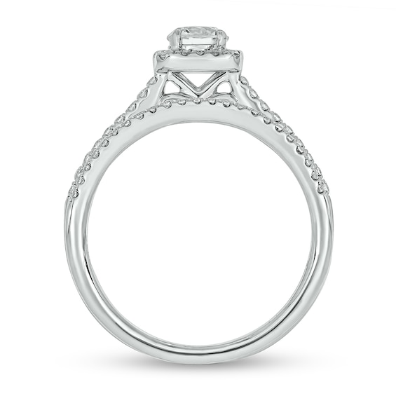 3/4 CT. T.w. Diamond Cushion Frame Hidden Infinity Bridal Set in 10K White Gold
