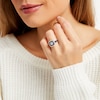 Thumbnail Image 2 of Vera Wang Love Collection 3/4 CT. T.W. Diamond and Blue Sapphire Cushion Frame Engagement Ring in 14K White Gold