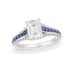 Thumbnail Image 1 of Vera Wang Love Collection 1-1/2 CT. T.W. Emerald-Cut Certified Diamond and Sapphire Engagement Ring in 14K White Gold