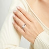 Thumbnail Image 2 of Vera Wang Love Collection 1-1/2 CT. T.W. Emerald-Cut Certified Diamond and Sapphire Engagement Ring in 14K White Gold