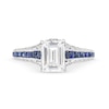 Thumbnail Image 4 of Vera Wang Love Collection 1-1/2 CT. T.W. Emerald-Cut Certified Diamond and Sapphire Engagement Ring in 14K White Gold