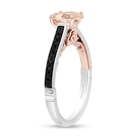 Enchanted Disney Villains Maleficent Oval Morganite and 1/5 CT. T.w. Black Diamond Engagement Ring in 14K Two-Tone Gold
