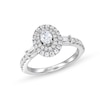 Thumbnail Image 1 of Vera Wang Love Collection 3/4 CT. T.W. Oval Diamond Double Frame Engagement Ring in 14K White Gold (I/SI2)