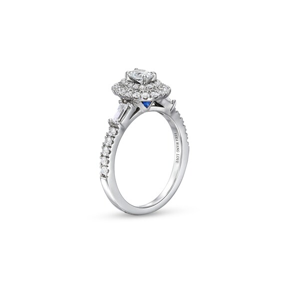Vera Wang Love Collection 3/4 CT. T.w. Oval Diamond Double Frame Engagement Ring in 14K White Gold (I/Si2)