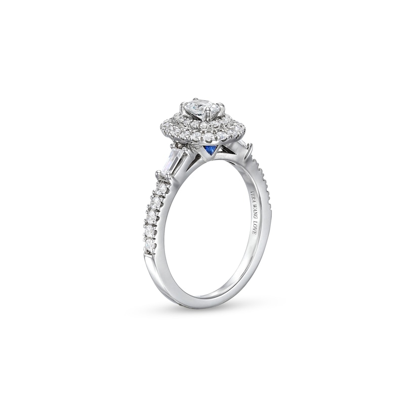 Main Image 3 of Vera Wang Love Collection 3/4 CT. T.W. Oval Diamond Double Frame Engagement Ring in 14K White Gold (I/SI2)