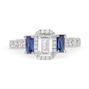 Thumbnail Image 4 of Vera Wang Love Collection 1-1/4 CT. T.W. Emerald-Cut Diamond and Sapphire Three Stone Engagement Ring in 14K White Gold