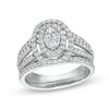 Thumbnail Image 1 of 1 CT. T.W. Oval Multi-Diamond Triple Row Split Shank Bridal Set in 10K White Gold
