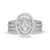 Thumbnail Image 4 of 1 CT. T.W. Oval Multi-Diamond Triple Row Split Shank Bridal Set in 10K White Gold