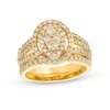 Thumbnail Image 1 of 1 CT. T.W. Oval Multi-Diamond Triple Row Split Shank Bridal Set in 10K Gold