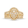 Thumbnail Image 4 of 1 CT. T.W. Oval Multi-Diamond Triple Row Split Shank Bridal Set in 10K Gold