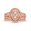 Thumbnail Image 4 of 1 CT. T.W. Oval Multi-Diamond Triple Row Split Shank Bridal Set in 10K Rose Gold