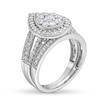 Thumbnail Image 3 of 1-1/4 CT. T.W. Pear Multi-Diamond Teardrop Frame Split Shank Vintage-Style Bridal Set in 10K White Gold