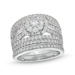 1-3/4 CT. T.W. Multi-Diamond Multi-Row Bridal Set in 10K White Gold