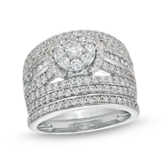 1-3/4 CT. T.w. Multi-Diamond Multi-Row Bridal Set in 10K White Gold