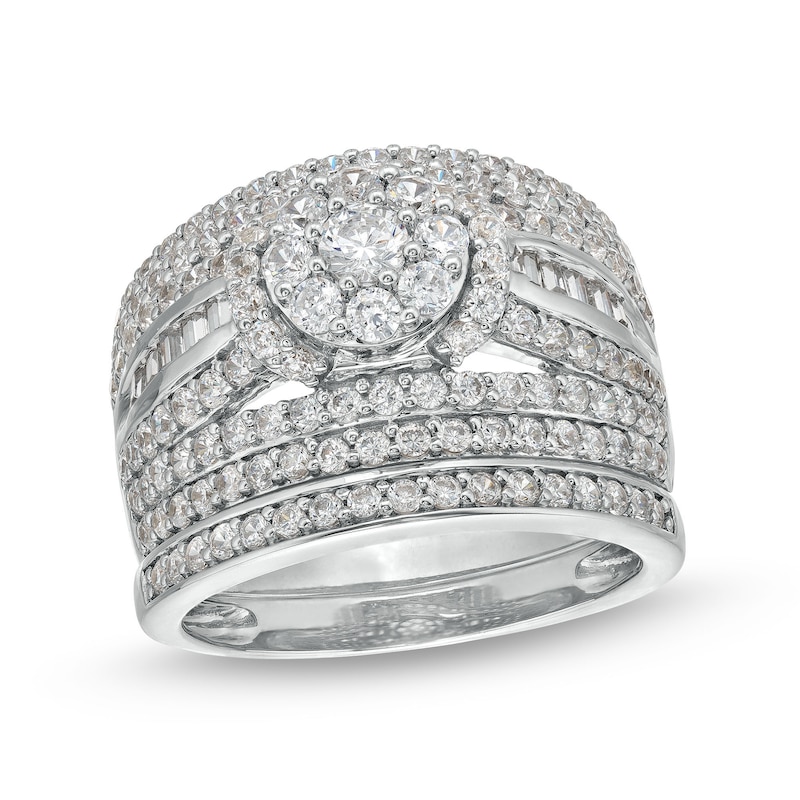Main Image 1 of 1-3/4 CT. T.W. Multi-Diamond Multi-Row Bridal Set in 10K White Gold