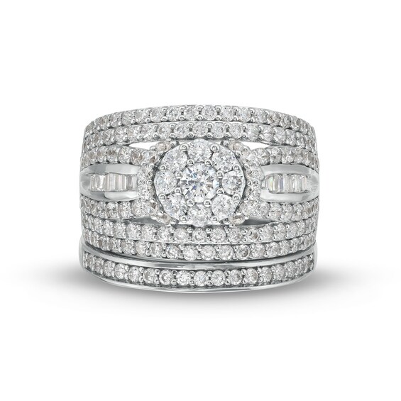1-3/4 CT. T.w. Multi-Diamond Multi-Row Bridal Set in 10K White Gold