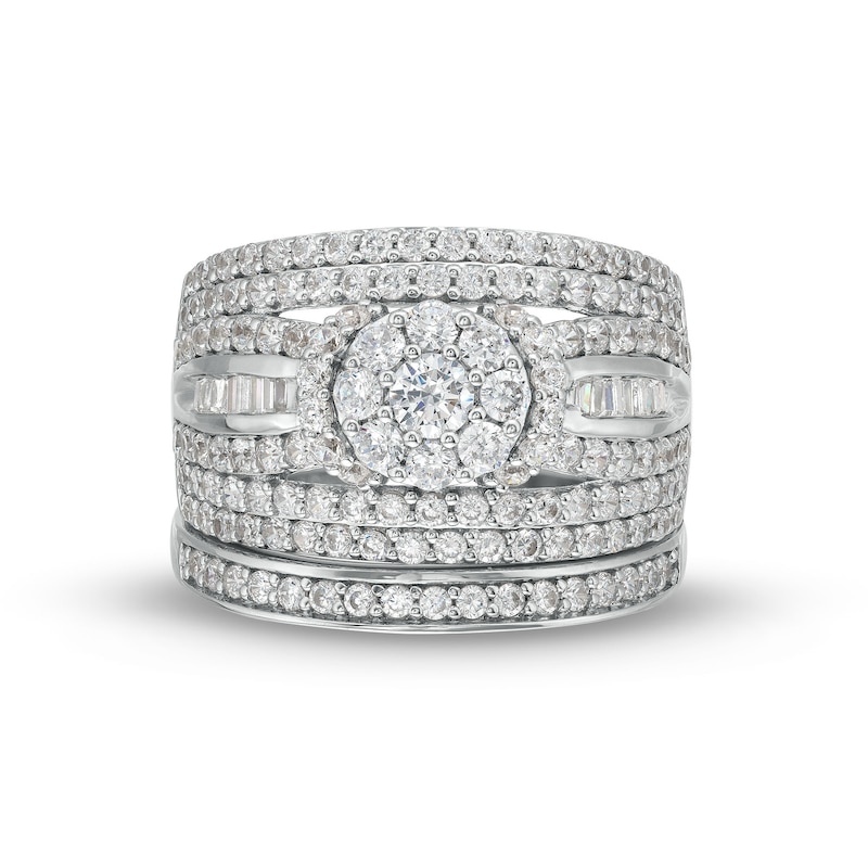 Main Image 4 of 1-3/4 CT. T.W. Multi-Diamond Multi-Row Bridal Set in 10K White Gold