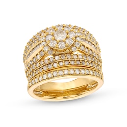 1-3/4 CT. T.W. Multi-Diamond Multi-Row Bridal Set in 10K Gold