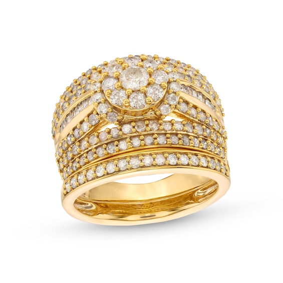 1-3/4 CT. T.w. Multi-Diamond Multi-Row Bridal Set in 10K Gold
