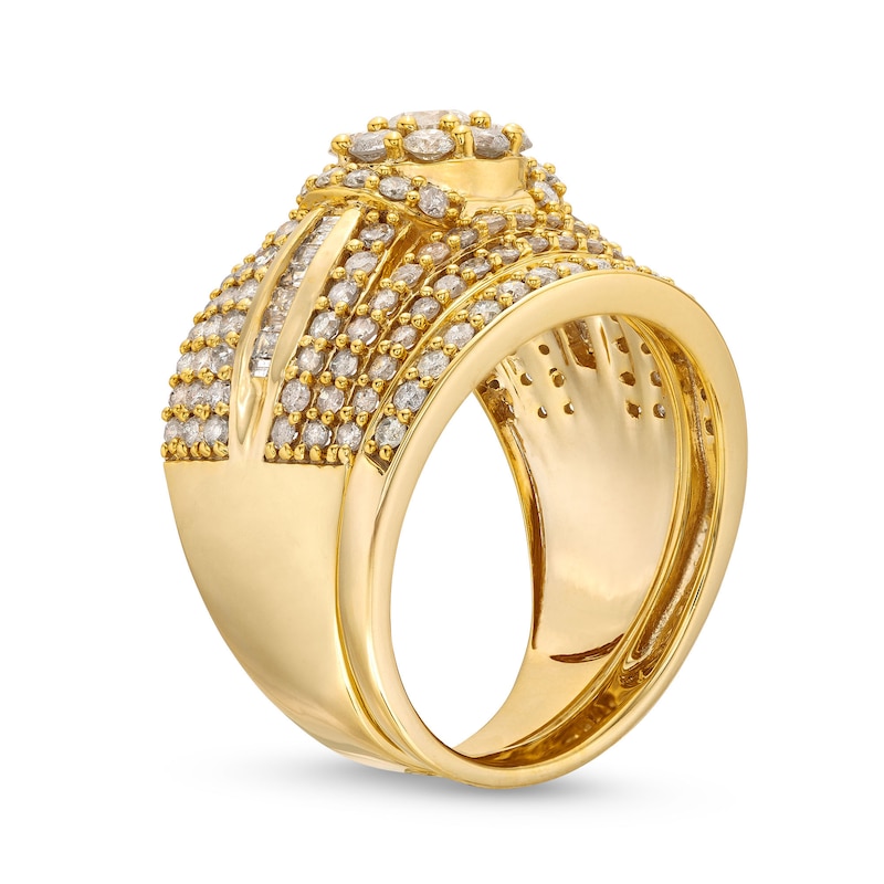 Main Image 3 of 1-3/4 CT. T.W. Multi-Diamond Multi-Row Bridal Set in 10K Gold