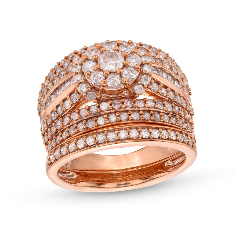 Main Image 1 of 1-3/4 CT. T.W. Multi-Diamond Multi-Row Bridal Set in 10K Rose Gold