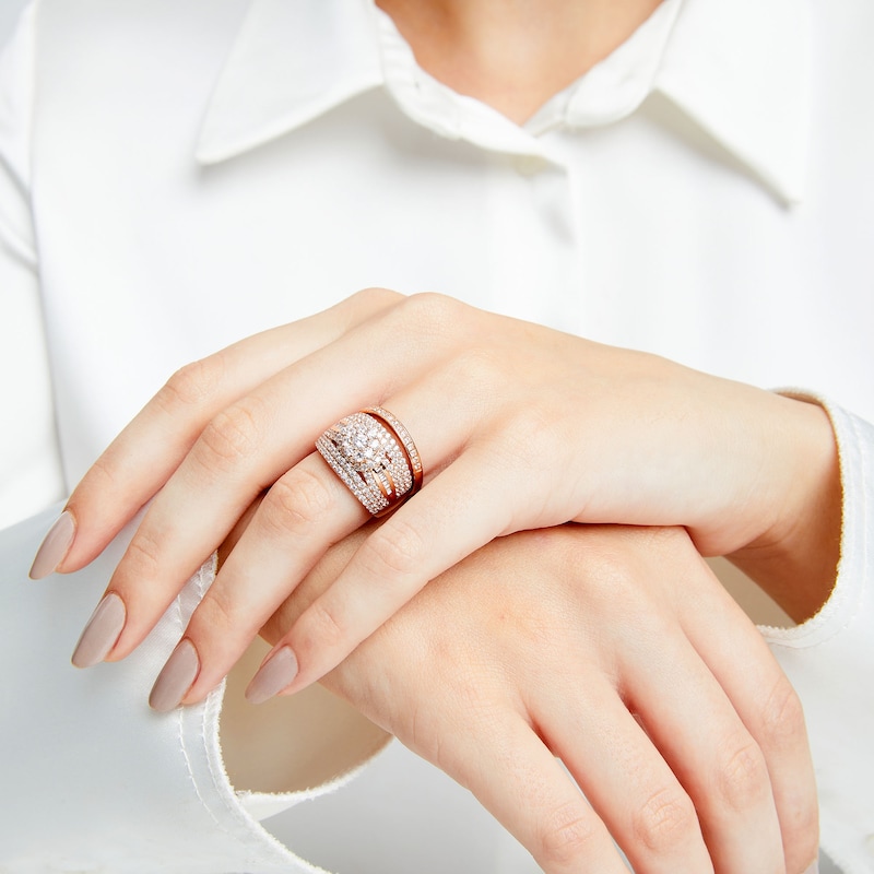 Main Image 2 of 1-3/4 CT. T.W. Multi-Diamond Multi-Row Bridal Set in 10K Rose Gold