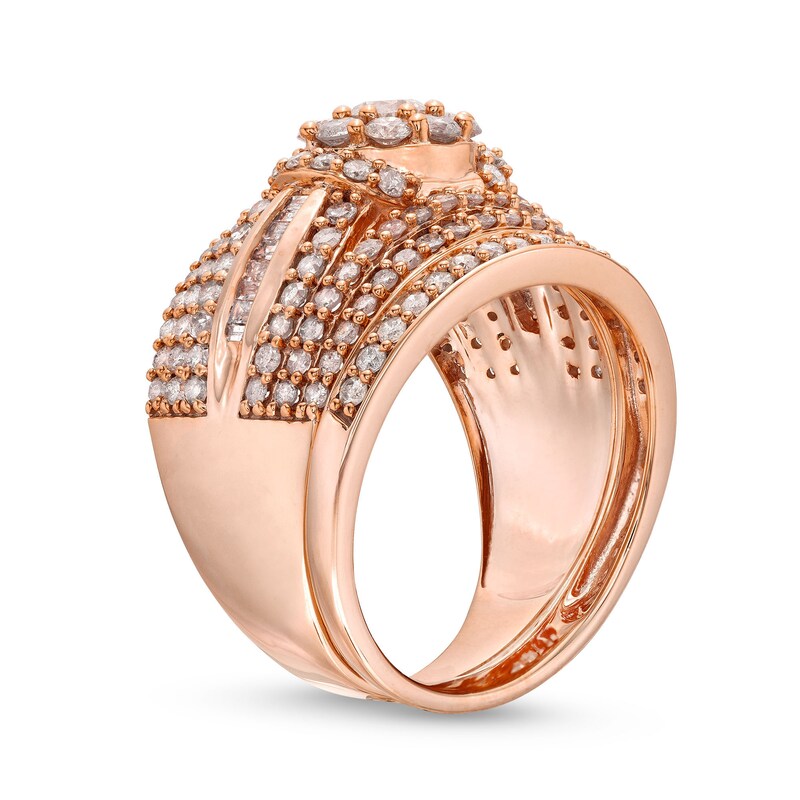 Main Image 3 of 1-3/4 CT. T.W. Multi-Diamond Multi-Row Bridal Set in 10K Rose Gold