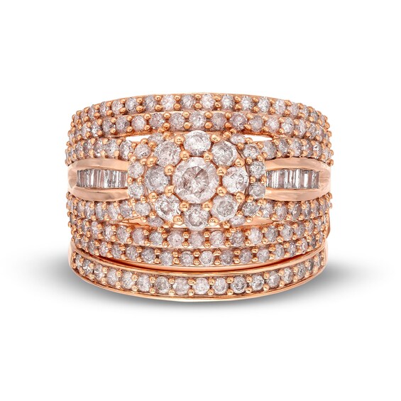 1-3/4 CT. T.w. Multi-Diamond Multi-Row Bridal Set in 10K Rose Gold